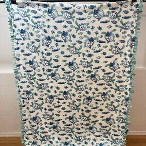 Sea Turtle Double-Sided Heavy Fleece Throw Blanket #22 (57.5in W X 65in L)